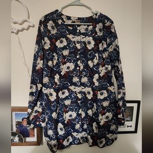 Duluth Trading Floral Button Front Long Sleeve Shirt Women's Size XL No Gape